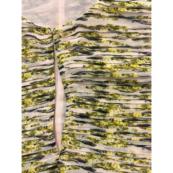 White House Black Market Long Sleeve Pleated Keyhole Blouse 8 10 - Picture 8 of 9